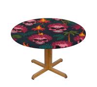 BLWSLC Mantel con estampado de dibujos animados de oveja araña, mantel redondo elástico medio, adecuado para cocina, comedor, banquete