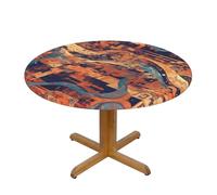 BLWSLC Mantel con estampado de flujos entrelazados, pequeño mantel redondo elástico, adecuado para cocina, comedor, banquete