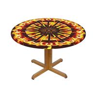 BLWSLC Mantel estampado Turning The Flame, mantel redondo elástico medio, adecuado para cocina, comedor, banquete