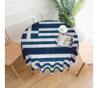 BLWSLC Mantel redondo con estampado de bandera griega, funda para mesa de comedor, 60 pulgadas, para uso en interiores y exteriores, fiestas, decoración de mesa de cocina