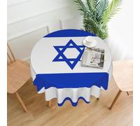 BLWSLC Mantel redondo con estampado de bandera israelí, mantel de mesa de comedor, 60 pulgadas, para uso en interiores y exteriores, fiestas, decoración de mesa de cocina