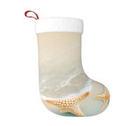 BLWSLC Medias de Navidad con estampado de estrella de mar de playa, medias decorativas festivas, se pueden colgar para adaptarse a chimeneas y decoración del hogar.