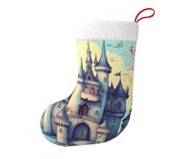 BLWSLC Medias decorativas de Navidad con estampado de castillo de cuento de hadas, adecuadas para decoraciones de fiestas familiares