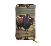 BLWSLC Mighty Highland Yak - Cartera larga con cremallera, tarjetero, bolsa de almacenamiento portátil de monedas de viaje adecuada para viajes y uso diario