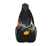 BLWSLC Mochila de un solo hombro para hombre, colorida nota musical, casual, cruzada, correa de hombro ajustable gruesa, adecuada para salidas diarias