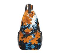 BLWSLC Mochila de un solo hombro para hombre, diseño de hojas, ramas de árbol de otoño, estampada, casual, bolsa cruzada para el pecho, correa de hombro ajustable gruesa, adecuada para salidas diarias