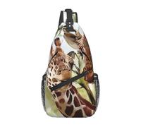 BLWSLC Mochila de un solo hombro para hombre, estampado de jirafa, ciervo, acuarela, casual, bolsa cruzada para el pecho, correa de hombro ajustable gruesa, adecuada para salidas diarias