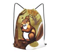 BLWSLC Mochila de viaje con cordón de ardilla que come nueces, portátil, adecuada para viajes cortos, Negro, Mediano