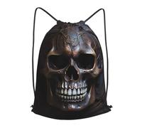 BLWSLC Mochila de viaje con cordón de color cobre con estampado de calavera, portátil, adecuada para viajes cortos