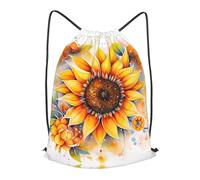 BLWSLC Mochila de viaje con cordón de girasol amarillo en aceite, portátil, adecuada para viajes cortos, Negro, pequeño