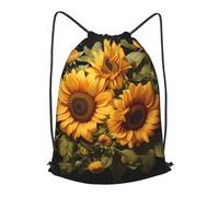 BLWSLC Mochila de viaje con cordón de girasol amarillo, portátil, adecuada para viajes cortos, Negro, pequeño
