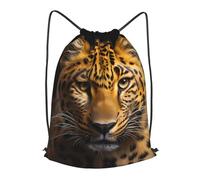 BLWSLC Mochila de viaje con cordón de leopardo de ojos profundos, portátil, adecuada para viajes cortos, Negro, pequeño