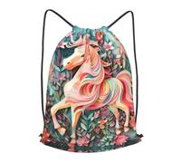 BLWSLC Mochila de viaje con cordón de unicornio de corte de papel rosa, portátil, adecuada para viajes cortos, Negro, pequeño