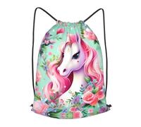 BLWSLC Mochila de viaje con cordón de unicornio rosa, portátil, adecuada para viajes cortos, Negro, S