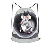 BLWSLC Mochila de viaje con cordón estampada con diseño de ratón en el agujero, portátil, adecuada para viajes cortos, Negro, Mediano
