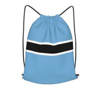 BLWSLC Mochila de viaje con cordón estampada con la bandera de Botswana para gimnasio, portátil, adecuada para viajes cortos, Negro, Mediano
