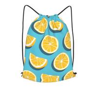 BLWSLC Mochila de viaje con cordón estampada de cuñas de limón, portátil, adecuada para viajes cortos, Negro, pequeño