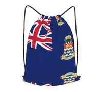BLWSLC Mochila de viaje con cordón para gimnasio, portátil, adecuada para viajes cortos, diseño de bandera de las Islas Caimán, Negro, pequeño