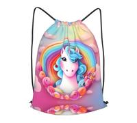 BLWSLC Mochila de viaje con cordón y diseño de unicornio arcoíris, portátil, adecuada para viajes cortos
