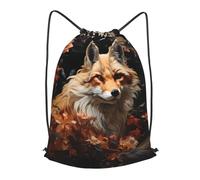 BLWSLC Mochila de viaje con cordón y estampado de zorros y flores, portátil, adecuada para viajes cortos