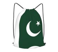 BLWSLC Mochila deportiva con cordón y diseño de bandera de Pakistán, ideal para gimnasio y viajes, Negro, Mediano