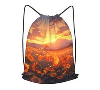BLWSLC Mochila deportiva con cordón y estampado de girasoles amarillos al atardecer, ideal para gimnasio y viajes