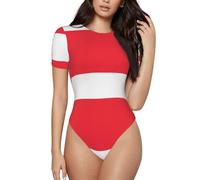 BLWSLC Mono de manga corta con cuello redondo y estampado de bandera austriaca para mujer, se puede combinar con jeans o pantalones cortos de cintura alta., Negro, S