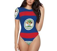 BLWSLC Mono de manga corta con cuello redondo y estampado de bandera de Belice, se puede combinar con jeans o pantalones cortos de cintura alta., Negro, S