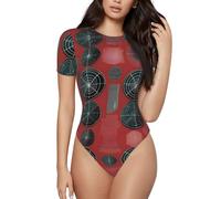 BLWSLC Mono de manga corta para mujer con patrón de armas biológicas, overol casual para fiesta/uso diario con dobladillo de botón a presión, Negro, XL