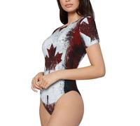 BLWSLC Mono retro de manga corta con cuello redondo y estampado de la bandera de Canadá, se puede llevar solo o como una pieza de capas., Negro, S