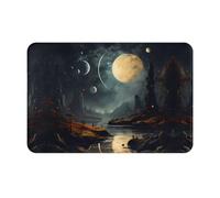 BLWSLC Moon Stars and Planets - Tapete de franela antideslizante de 40,6 x 61 cm con un patrón adecuado para uso en interiores y exteriores, decoración del hogar