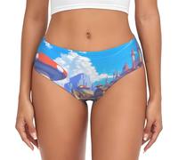 BLWSLC Mushroom City - Calzoncillos estampados para mujer, diseño sin costuras, talle bajo, talla XS a 4XL, se adapta a todos los tipos de cuerpo, Negro, 3XL