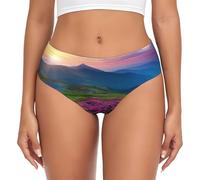 BLWSLC Nature Purple Flowers Meadow Mountain Scenic - Calzoncillos para mujer, diseño sin costuras, talle bajo, talla XS a 4XL, se adapta a todos los tipos de cuerpo, Negro, 3XL