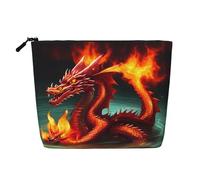 BLWSLC Neceser de lino sintético con estampado de Dragon King in Fire para mujer, gran capacidad, esencial para uso diario