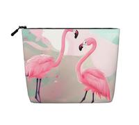 BLWSLC Neceser de lino sintético con estampado de flamencos para mujer, gran capacidad, esencial para uso diario