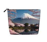 BLWSLC Neceser de lino sintético con estampado de Monte Fuji a principios de primavera para mujer, gran capacidad, esencial para el día a día
