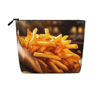 BLWSLC Neceser de lino sintético con estampado de pila de papas fritas para mujer, gran capacidad, esencial para uso diario