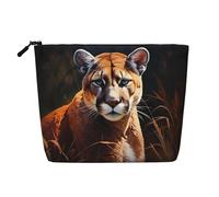 BLWSLC Neceser de lino sintético con estampado de pumas para mujer, gran capacidad, esencial para el día a día