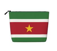 BLWSLC Neceser de lino sintético impreso con la bandera de Surinam para mujer, gran capacidad, esencial para el día a día