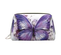 BLWSLC Neceser de viaje portátil con estampado de mariposas y pintura al óleo morada, ideal para viajes y uso diario