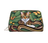 BLWSLC Neceser portátil con estampado de la historia de la serpiente y el gato, ideal para viajes y uso diario