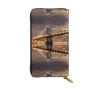BLWSLC New York Manhattan Bridge Night Long Clutch, cartera con cremallera, tarjetero, bolsa de almacenamiento portátil de monedas de viaje, adecuada para viajes y uso diario