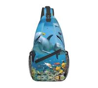 BLWSLC Ocean Dolphin Looking at You - Bolso cruzado con estampado de delfín oceánico para hombre, mochila de un solo hombro, correa ajustable para el hombro, adecuada para correr y hacer senderismo
