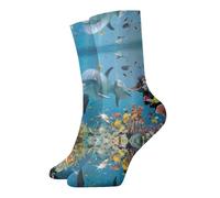 BLWSLC Ocean Dolphin Looking at You - Calcetines de dormir casuales estampados elegantes y cálidos de 12 pulgadas, adecuados para salidas diarias y uso en casa