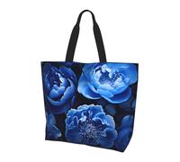 BLWSLC Ojos azules. Bolsa de mano estampada, bolsa de mano de gran capacidad para viajes, compras y vacaciones en la playa, Peonías azules y blancas, Talla única