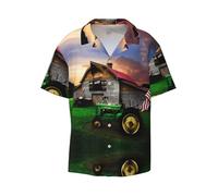 BLWSLC Old Tractor Photo Farm - Camisa de manga corta para hombre, ideal para playa y viajes, Negro, 3XL