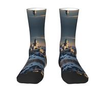 BLWSLC On the Snowy Mountain - Calcetines de media pantorrilla, transpirables, con bloques de color, adecuados para el uso diario y deportes, color blanco, 2 Negro-2, talla única
