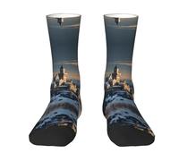 BLWSLC On the Snowy Mountain - Calcetines de media pantorrilla, transpirables, con bloques de color, adecuados para el uso diario y deportes, color blanco, Blanco, talla única