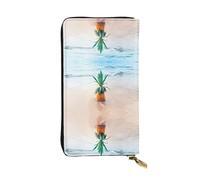 BLWSLC Pineapple by The Sea - Cartera larga con cremallera, tarjetero, bolsa de almacenamiento portátil de monedas de viaje, adecuada para viajes y uso diario