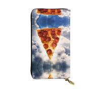 BLWSLC Pizza in The Sky - Cartera larga con cremallera, tarjetero, bolsa de almacenamiento portátil de monedas de viaje, adecuada para viajes y uso diario
